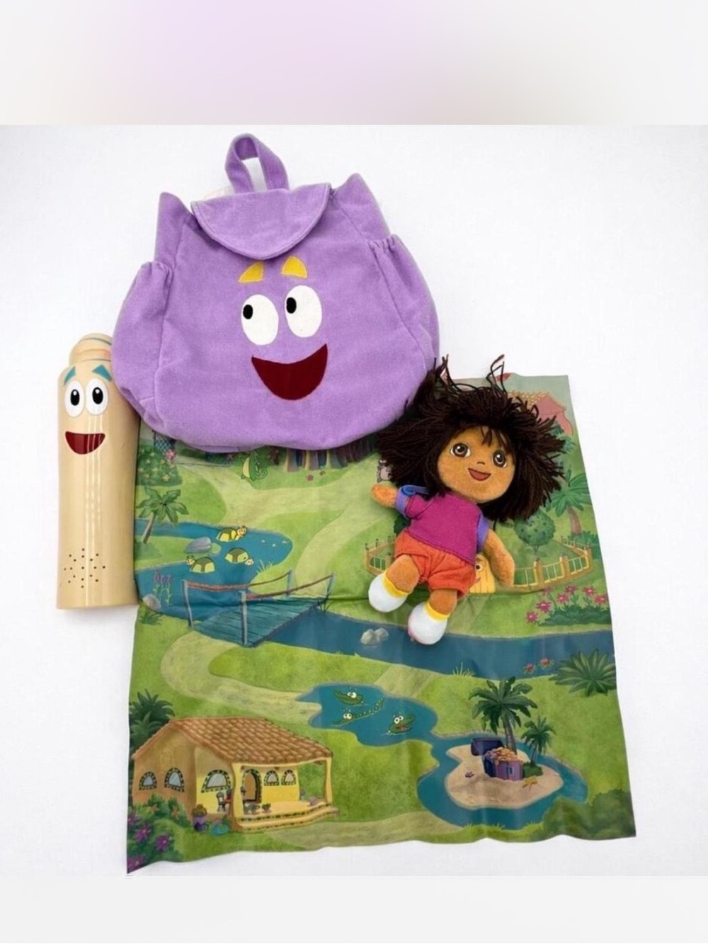 Vintage Dora The Explorer Toy Lot Map/Backpack/Dora Doll